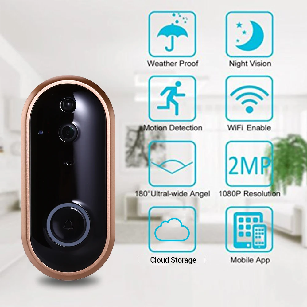 Smart WIFI Doorbell Intercom 1080P Video Ring Door Bell With Camera IR Entry Door Alert Wireless Security Door Call Video Eyes