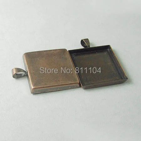 

16/20/25mm Vintage Antique Copper Square Edge Bezel Pendant Setting Blank DIY Glass Bases Cameo Cabochons Findings Wholesale