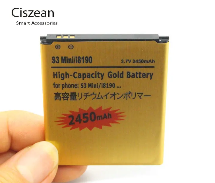 Ciszean 1x 2450mAh EB425161LU Gold Battery For Galaxy S3 SIII MINI I699 S7562 S9920 I8190 I8160 S7560 J1 Mini J1Mini J105H J106H