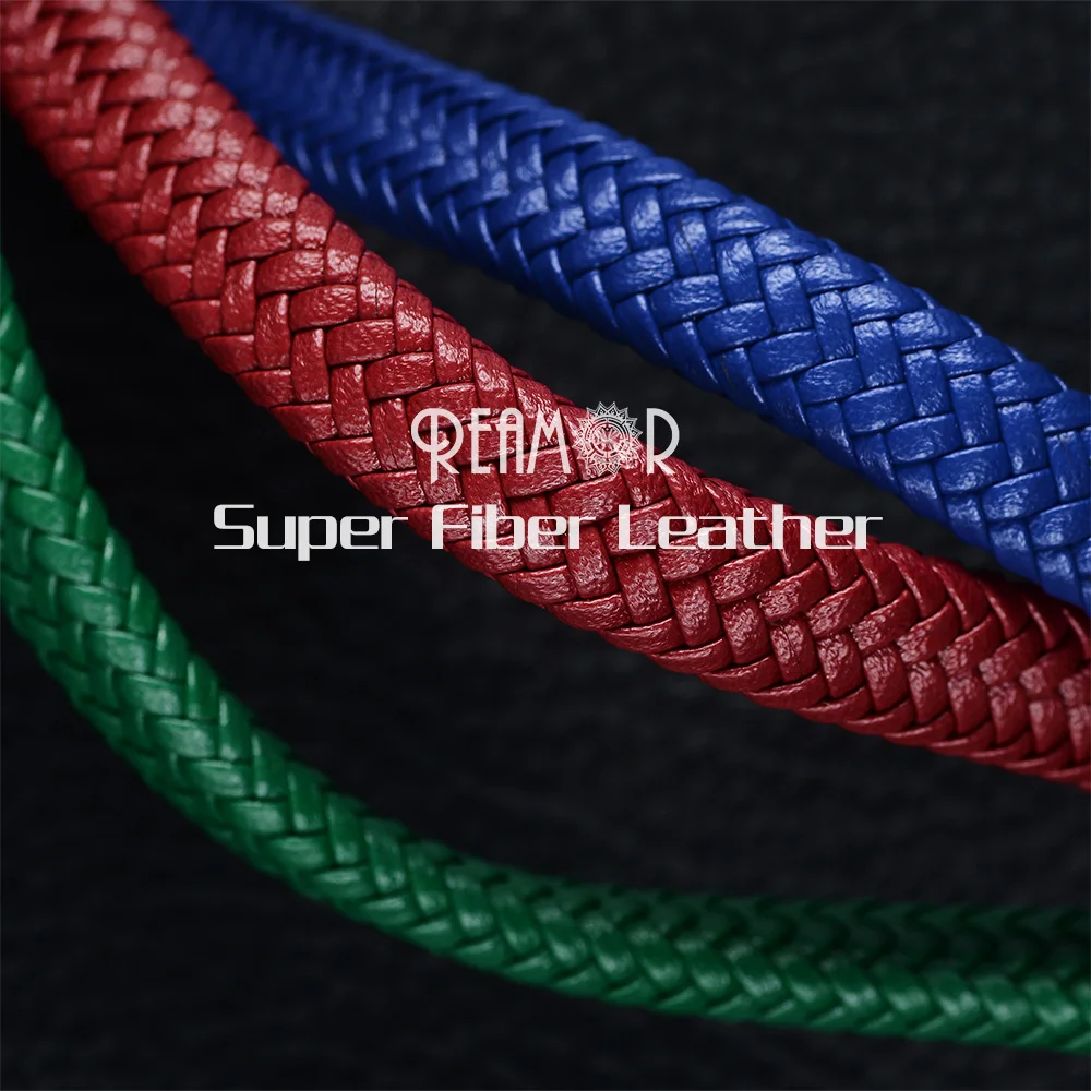 REAMOR 12*6mm Wide Super Fiber PU Braided Leather Rope String Cord For Jewelry Making Bracelets Craft Jewelry Accessories DIY