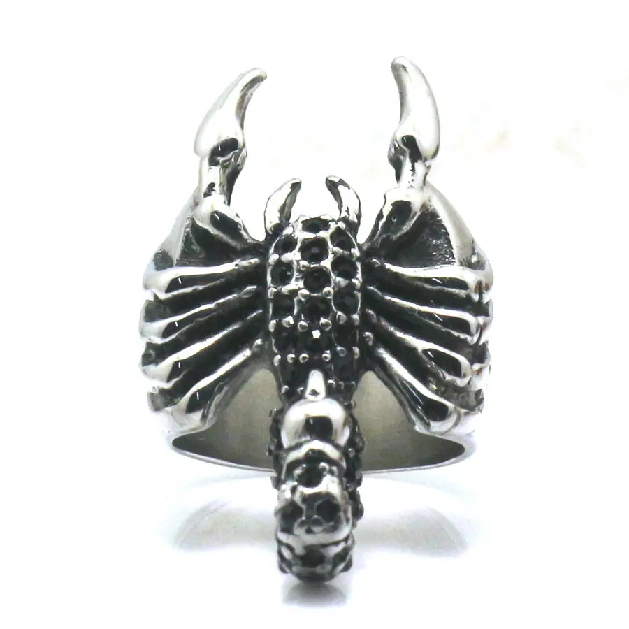 Unisex 316L Stainless Steel Punk Gothic Scorpion Black Stone Newest Ring