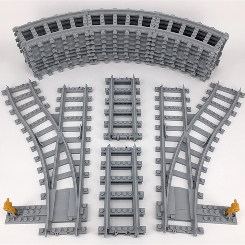 

KAZI Train Track Building Bricks Plastic Rail Track for Train Straight & Curved & Furcal & Soft Tracks Block Educational Toy