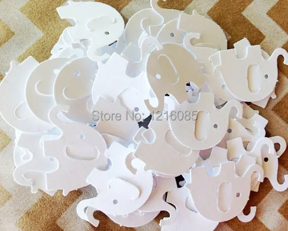 

White Baby Elephant Cardstock Favor Tags thank you Scrapbooking Gift giving Tags Wedding birthday Shower Gift Tags