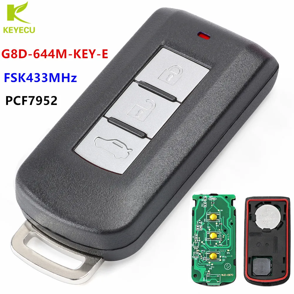 

KEYECU Replacement 3 Button Smart Remote Key Fob 433Mhz FSK PCF7952 for Mitsubishi Lancer Outlander ASX FCC: G8D-644M-KEY-E