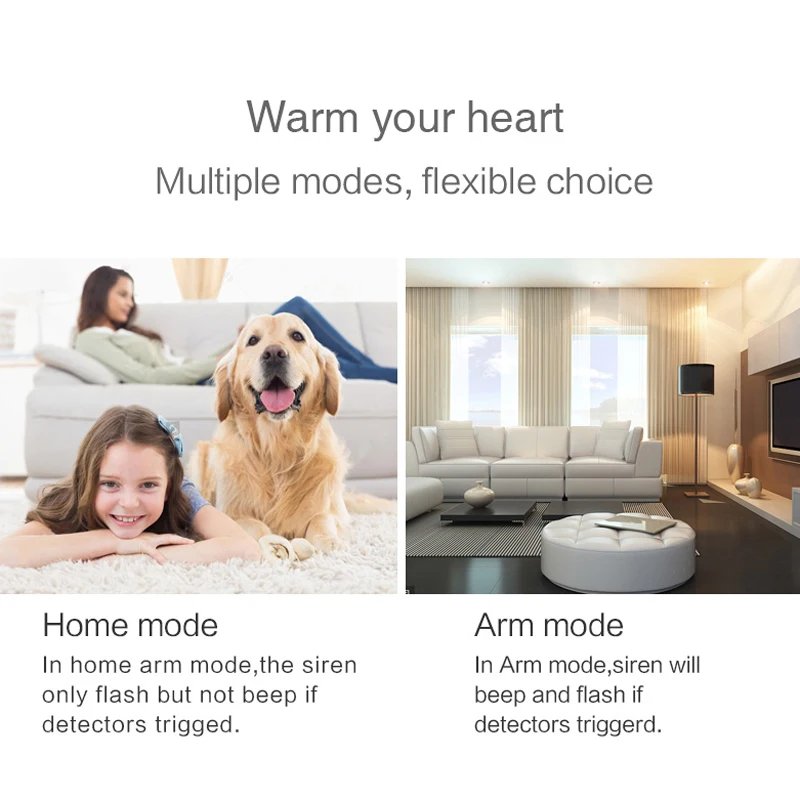 433MHz Wireless WiFi Home Security Alarm System Tuya Smart APP Strobe Siren Door Sensor PIR Smoke Detector