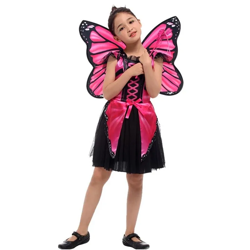 Kids Children Halloween Butterfly Insect Costumes for Girls Fairy Anime Cosplay Carnival Purim Stage Show Role Play Party Dress