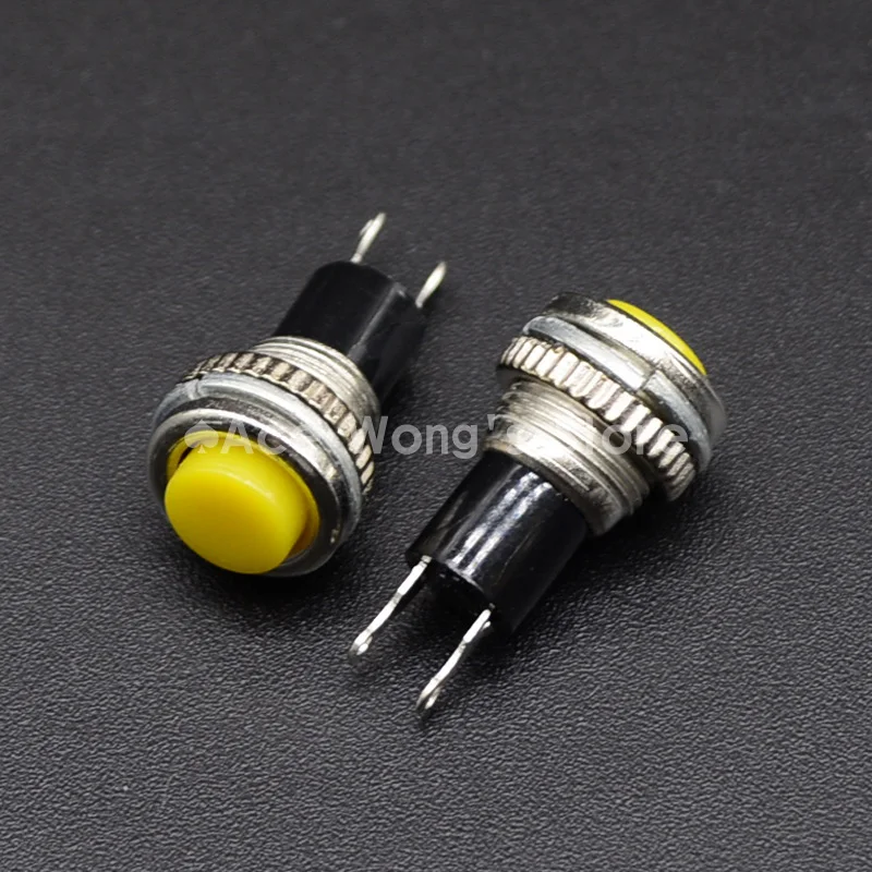 5pcs/LOT Yellow 10mm Thread Multicolor 2 Pins Momentary Push Button Switch 3A/125V 1A/250V DS-316