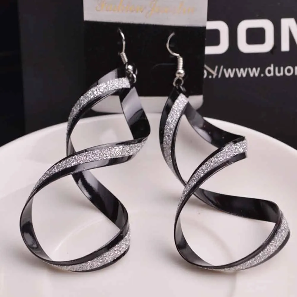 Fashion Punk Long Clip Earrings Gold Black For Women No Piercing Fashion Jewelry