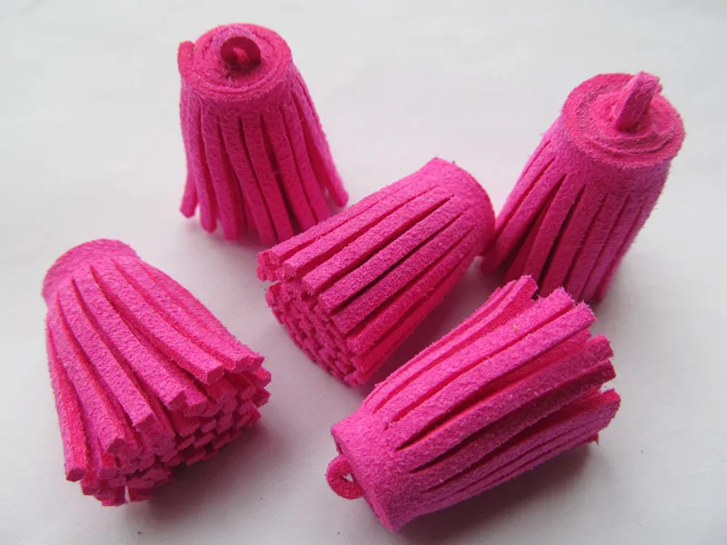 Free Shipping 10pcs 33mm Handbag Tassels,DIY Accessories, Hot Pink Korean Fleece Suede Cord,Chamois Macrame Bag Component