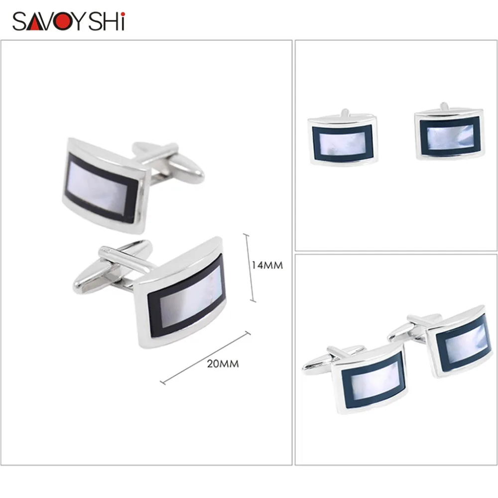 SAVOYSHI Luxury Shell Cufflinks for Mens Shirt Brand Cuff bottons High Quality Square Wedding Cufflinks Fashion Gift Men Jewelry