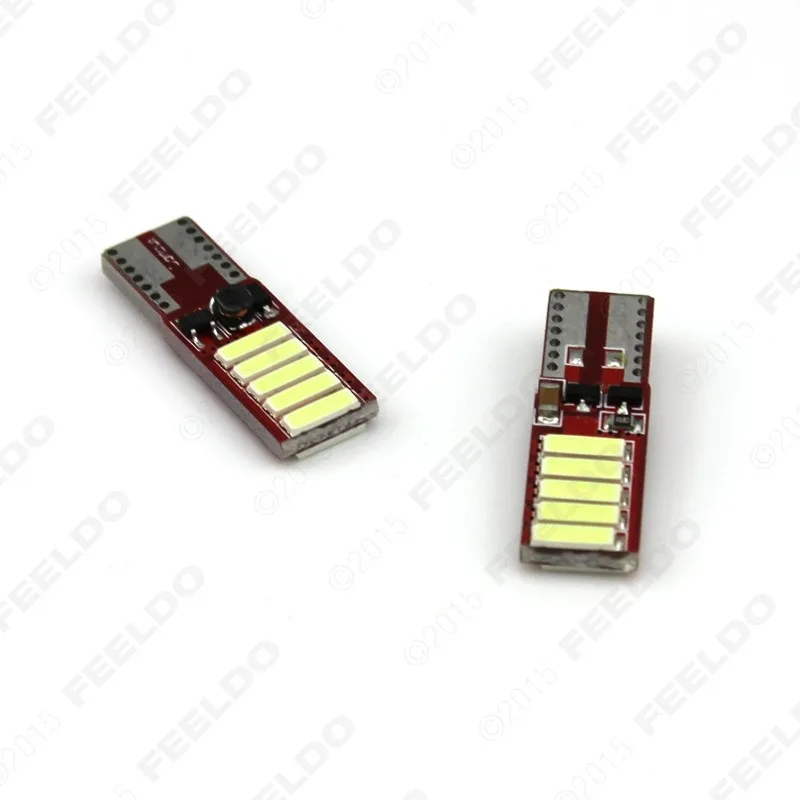 LEEWA 2pc White T10 W5W 5W 10 SMD 7020 Chip Canbus No Error Car Clearance Lamp Reading LED Light 6500K 400lm  #CA5315