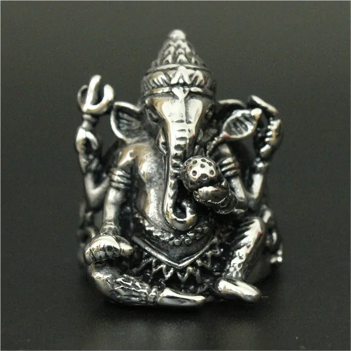 1pc New Arrival Cool Ganesh Ring 316L Stainless Steel Man Boy Fashion Hot Band Party Ganesh Ring