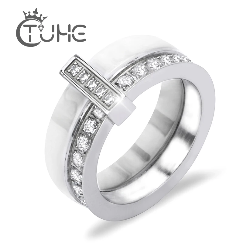 Hot Sale West Men Accessories Top Grade White Ceramic Classic Rings Carbon Fiber  8 MM Width White Border Middle Red Male Ring