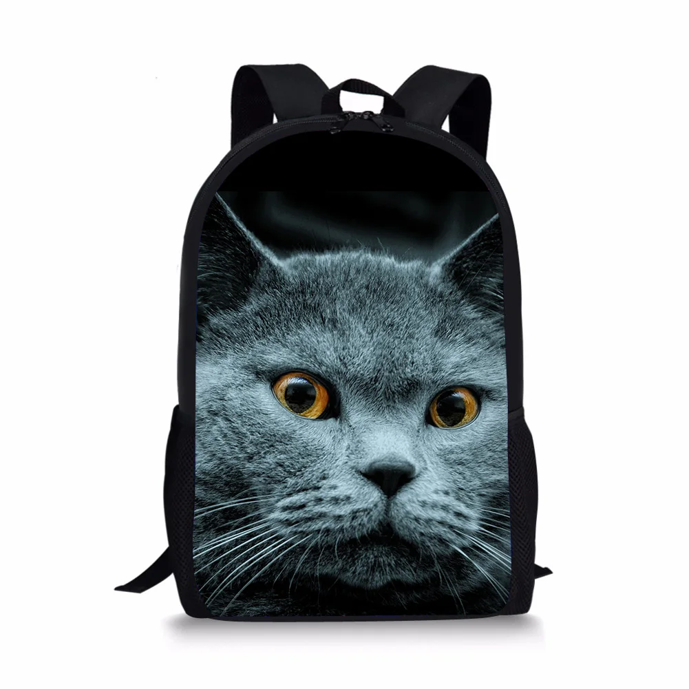 ELVISWORDS Cute Russian Cat Print School Bags For Girls Boys Orthopedic Book Bag Children Kids School Backpack Mochila Escolar