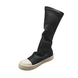 Men Casual Boots Luxury Trainers Knee-High Spring Male Black Pu Riding Fashion Rome Boots Brand Flats Shoes