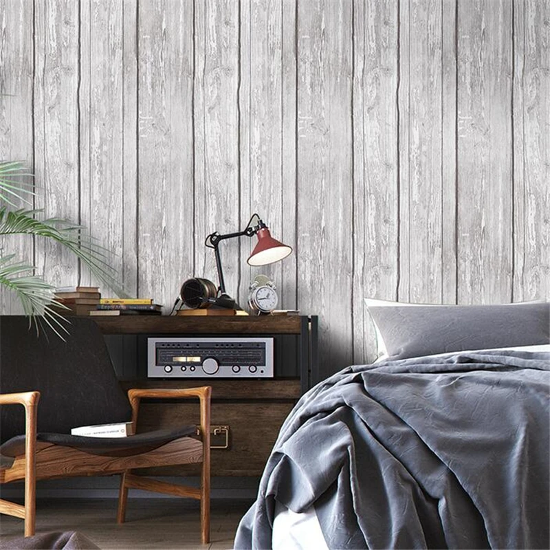 wellyu обои Retro stereo gray antique wood grain wallpaper industrial wind restaurant clothing store Nordic style ins wallpaper