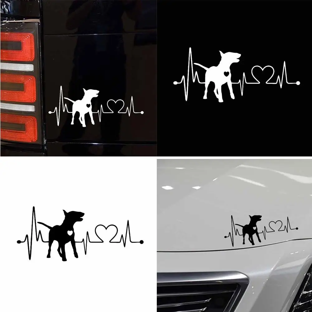 Bull Terrier Dog Electrocardiogram Car Body Window Decals Sticker Decoration araba aksesuar