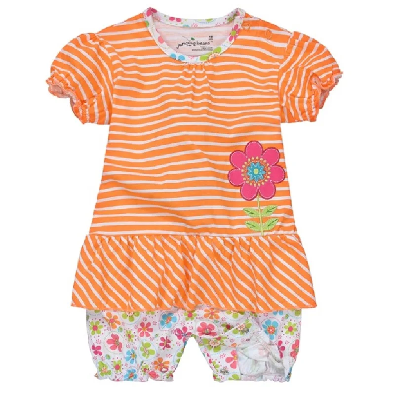 Flower Baby Girls Rompers Baby Boysuits Shortalls Summer Baby One-pieces Clothes COTTON orange stripe