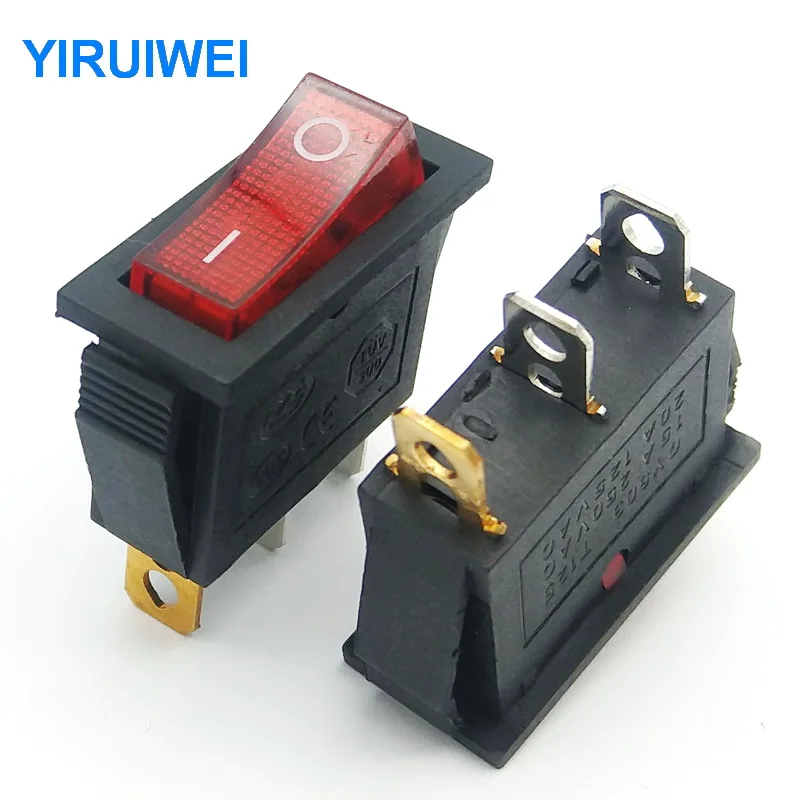 3 Pin Power Switch Copper Feet With light 15A/250V KCD3-101N ON/OFF Switch 10Pcs/Lot