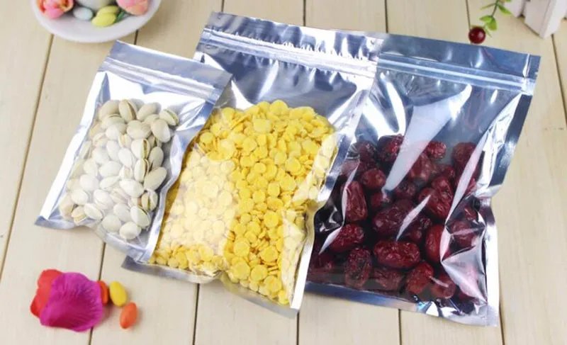 100 ชิ้น/ล็อตอลูมิเนียมฟอยล์/ล้างกระเป๋า Self Seal Zipper Ziplock Pack กระเป๋า Resealable วาล์วซิปล็อคบรรจุภัณฑ์กระเป๋าสําหรับปาร์ตี้