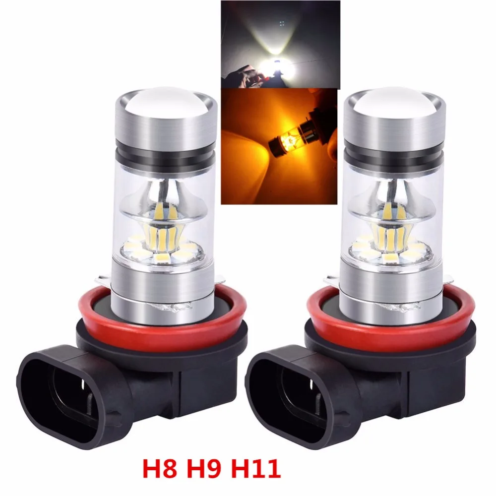 2Pcs Amber Yellow / 6000K White 20-SMD-2323 Beads LED H8 H11 H9 LED Bulbs For Fog Lights or Daytime Running Lights