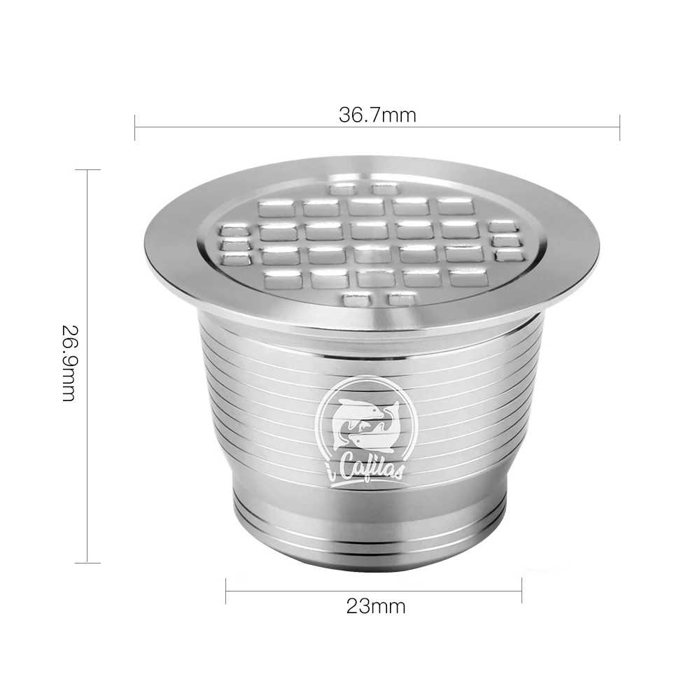 iCafilas For Nespresso Refillable Stainless Steel Coffee Filters Capsule Espresso Reusable Coffee Cup Pods With Tamper Spoon