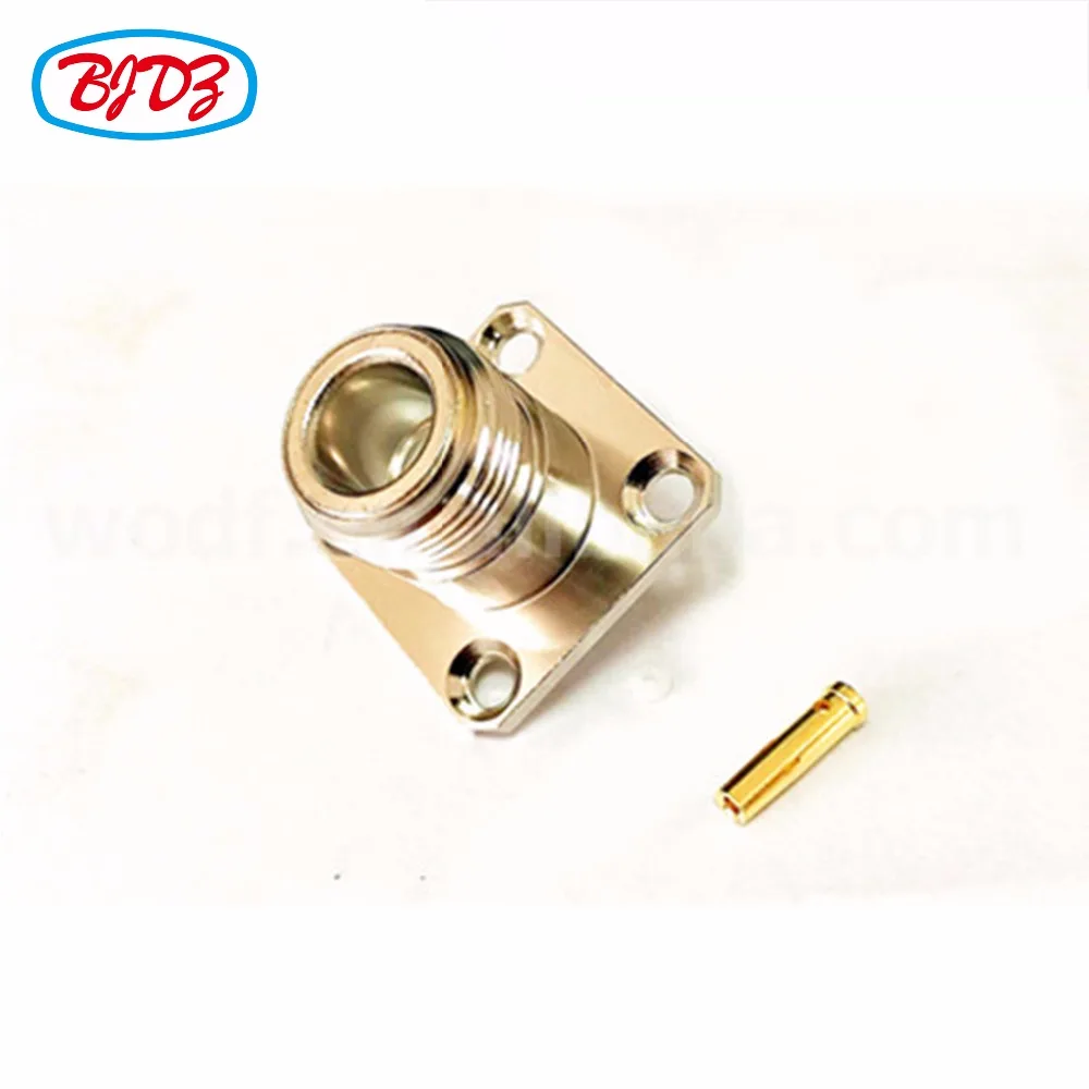 Free Shipping 10 pcs N Jack Female Connector Straight 4 Hole Flange Solder for Semi-Rigid .141