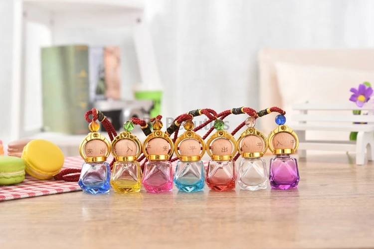 100pcs/lot Car Perfume Bottle Hanging Glass Bottle For Essential Oil Perfume Pendant Auto Ornament Air Freshener Car-styling