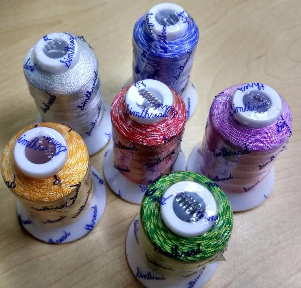 Variegated embroidery machine thread 6 assorted colors, 100% viscose rayon embroidery thread for Brother Singer Janome Pfaff