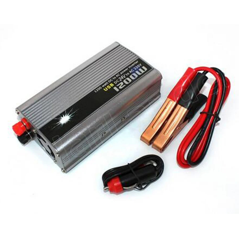 Car Auto Power supply 50HZ 24V DC to AC 220V Modified Sine Wave 1200W Inverter Converter USB Charger Adapter