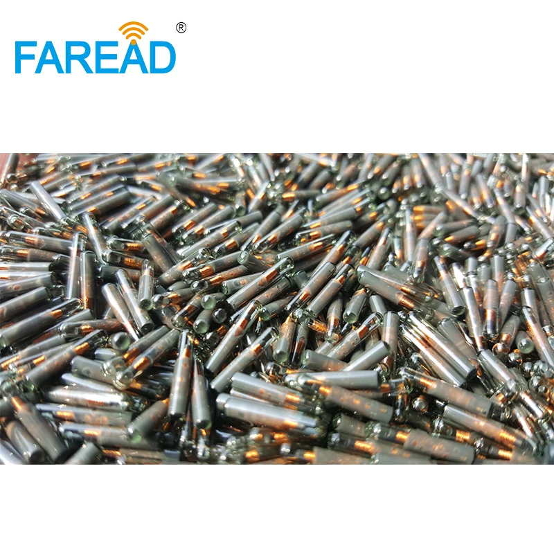 x100pcs Hot sale FAREAD Implanted microchip micro chip transponder 1.25*8mm 134.2khz LF ISO11784/5 FDX-B  Glass Tag