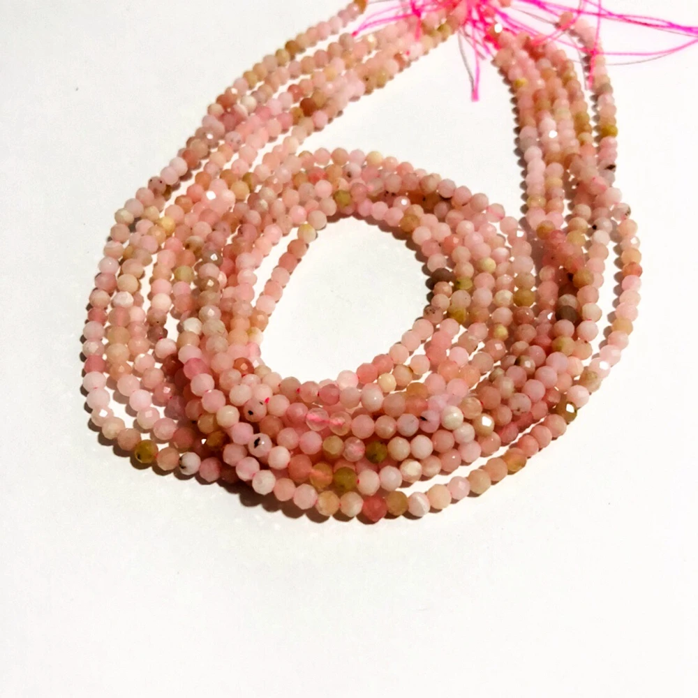 

Wholesale Natural Pink Opal Facted Gem Beads,Faceted Tiny Spacer Gem Beads,Size 2mm 3mm 4mm Small Gem Stone 1of 15.5" strand