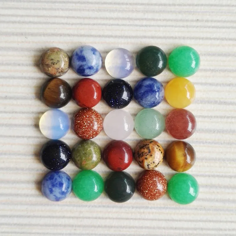 

Wholesale 6mm hight quality assorted natural stone beads mixed round cab cabochon for jewelry Accessories wholesale 50pcs/lot