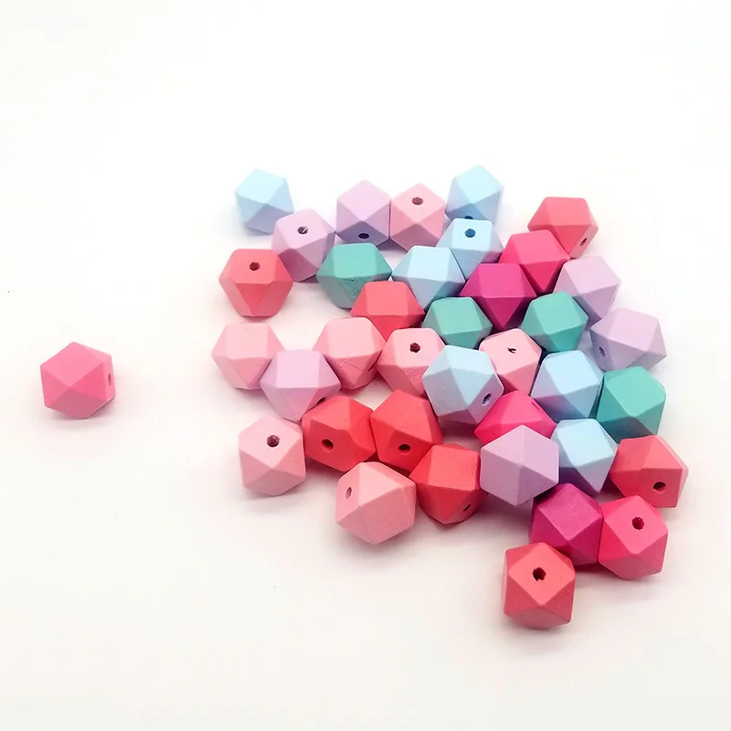 Mixed Color Geometric Faceted Octagonal Wood Beads 16-Sides Colorful Polyhedron for DIY Wooden Handmade 20/30PCS 15/20mm