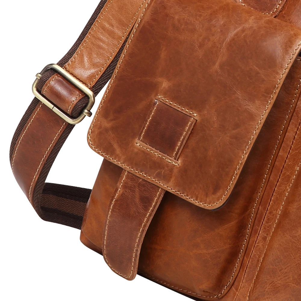 JOYIR-Bolso de mensajero de cuero genuino para hombre, maletines de cuero genuino para oficina y trabajo, bolsos cruzados Retro, bolso de mano