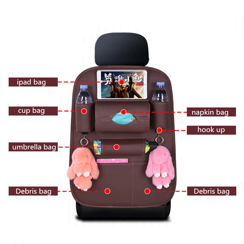 2024 New Car Seat back Storage Organizer Bag Universal PU Leather Multifunction Storage Box Stowing Tidying Pocket Auto Styling