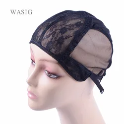 Gorro de encaje doble para peluca, Accesorio para hacer pelucas y tejer el cabello, ajustable y elástico, color negro, 5 unids/lote