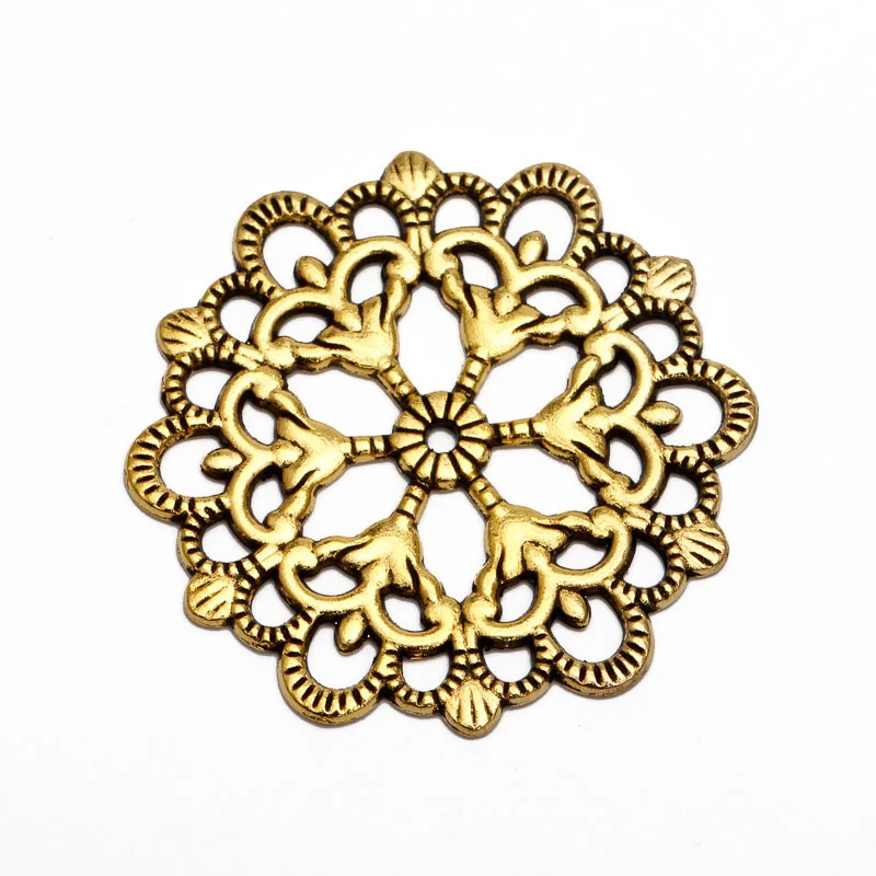 20pcs/lot Antique Bronze 29mm Round Flower Motif charms Good Quality and wholesale Diy Jewelry findings Components