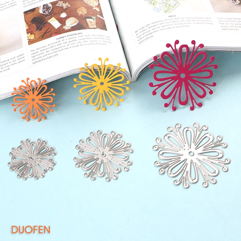 DUOFEN METAL CUTTING DIES 2018 New 020130 3pcs flowers for DIY papercraft project Scrapbook Paper Album