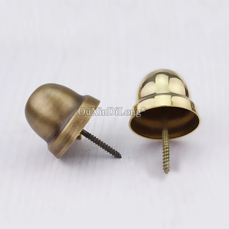 Retro Vintage 4PCS Antique Pure Brass Decorative Upholstery Nails Tacks Round Rivet Studs Furniture  Doornail Hardware