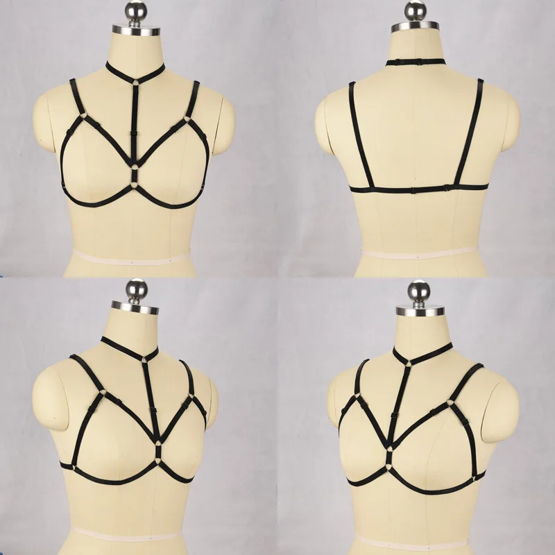 

Fetish Wear Open Chest Cage Bra Women Sexy Bra Crop Top Bondage Lingerie Goth Strappy Harness Harajuku Body Harness O0373