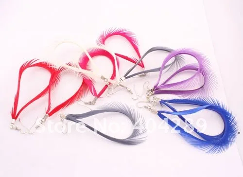 

Wholesale 36pair Fashionest High Quality Natural Feather Earrings, Christmas Sort Party Gifts