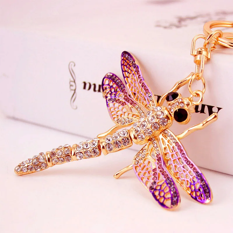 2026 Lovely Crystal Dragonfly Keychain For women Purse Handbag Car Key Keyring Keychains Wedding Birthday Gift Party Jewelry