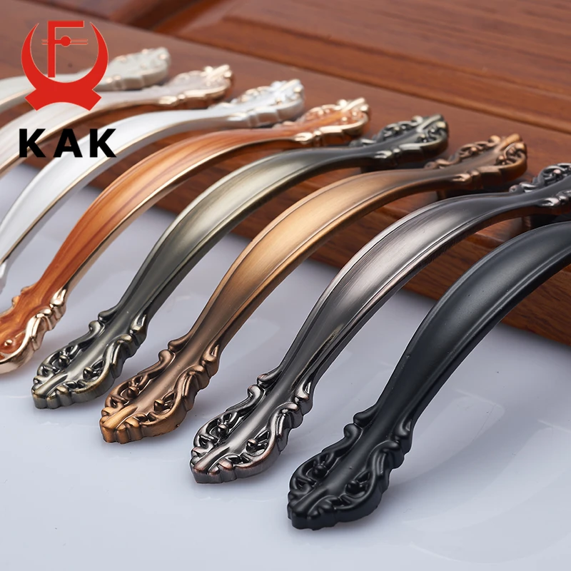 KAK European Zinc Alloy Cabinet Handles Wadrobe Door Pulls Drawer Knobs Kitchen Cupboard Handles Furniture Handle Hardware