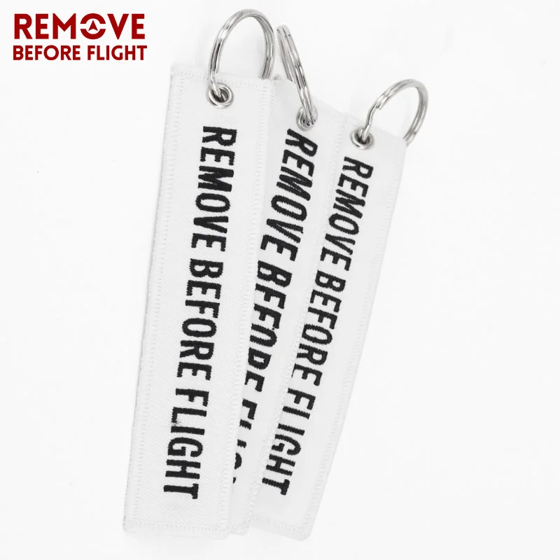 Remove Before Flight Key Chain llaveros Important Things Tag White Embroidery Key Fobs OEM Key Jewelry Aviation Gifts Chaveiro