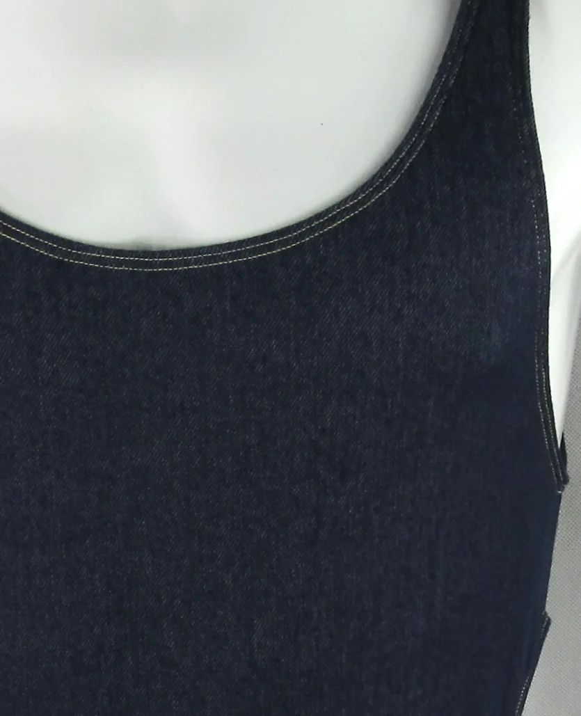 Mens Thong Bodysuit Stretch High Cut Racer Back Denim Knit Spandex G428D