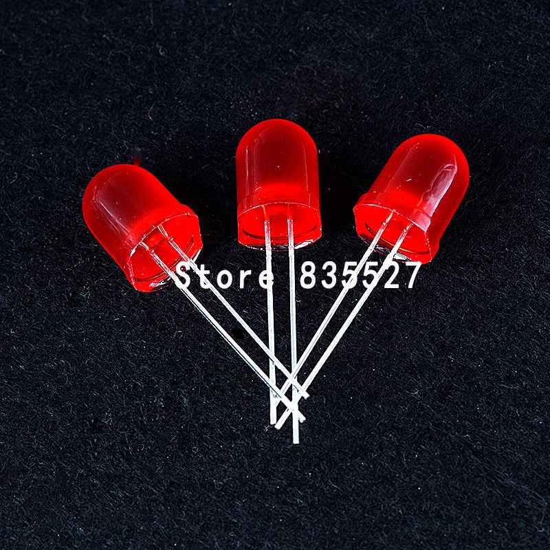 250pcs/lot F10 Round 10mm Red in the color LED Super Bright Light Lamp beads Emitting Diode Diodes DIP For DIY lights head