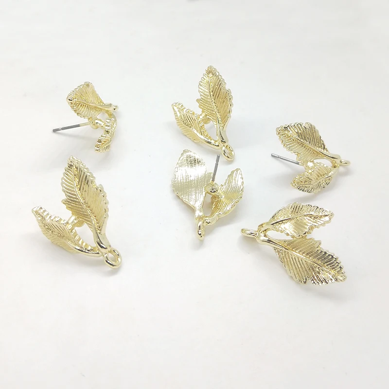 2021 New 24*17mm 6pieces/bag High Quality Zinc Alloy Leaves Earring Base Connectors Linkers for DIY Earring Jewelry Accessories