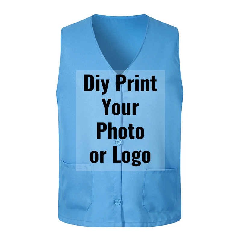 

Customized Printing Waistcoat Casual Vest Men Single Breasted V-neck Tops Female Sleevless Jacket Sportswear Women Clothing