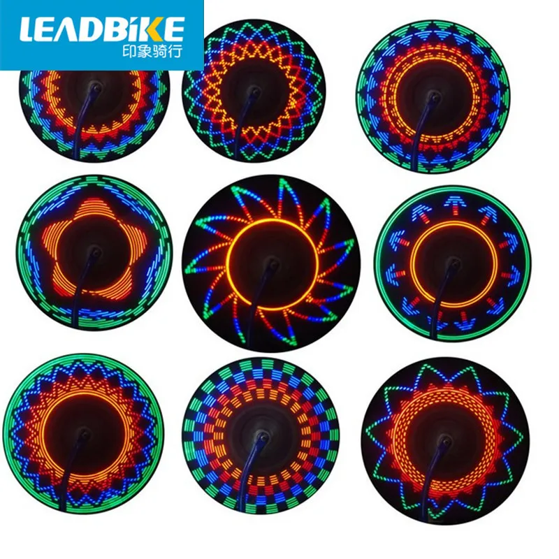 Leadbike 16 LED 32 Pattern Bicycle Wheel Light Colorful Cycling Flashing Spoke Lamp Bicycle LED Light Flashlight Bike Accessory